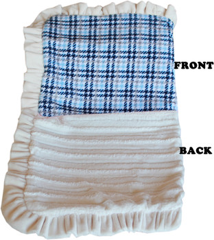 Luxurious Plush Pet Blanket Blue Plaid Jumbo Size