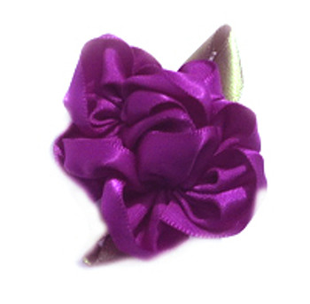 Purple Satin Flower Ribbon Dog Hair Bow Barrette