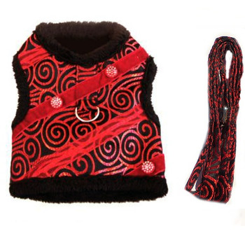 Ruby Red Brocade Minky Plush Dog Harness