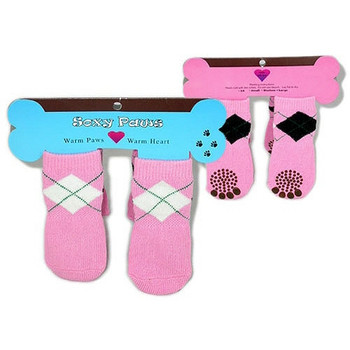 Petal Pink Argyle Dog Socks