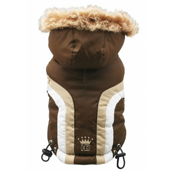 Swiss Alpine Dog Ski Vest Jacket - Brown / Detachable Hood