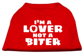 Image of I'm A Lover Not A Biter Screen Printed Dog Shirt - Red