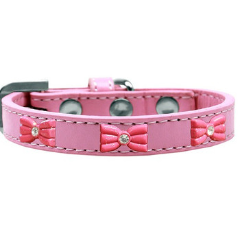 Image of Pink Glitter Bow Widget Dog Collar - Light Image of Pink