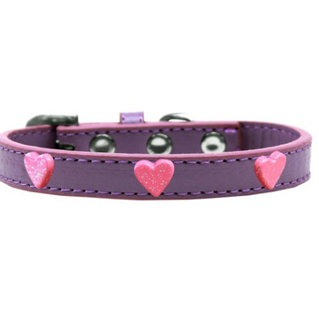 Pink Glitter Heart Widget Dog Collar - Lavender