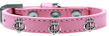 Silver Anchor Widget Dog Collar - Light Pink