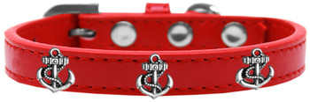 Silver Anchor Widget Dog Collar - Red