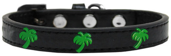 Green Palm Tree Widget Dog Collar - Black