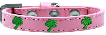 Green Palm Tree Widget Dog Collar - Light Pink