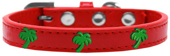Green Palm Tree Widget Dog Collar - Red