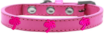 Pink Palm Tree Widget Dog Collar - Bright Pink