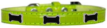 Black Bone Widget Croc Dog Collar - Lime Green