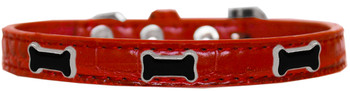 Black Bone Widget Croc Dog Collar - Red