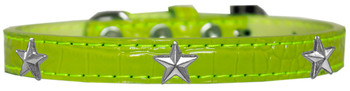 Silver Star Widget Croc Dog Collar - Lime Green