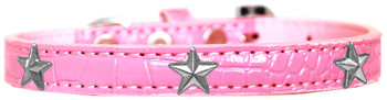 Silver Star Widget Croc Dog Collar - Light Pink