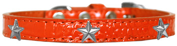 Silver Star Widget Croc Dog Collar - Orange