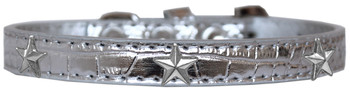 Silver Star Widget Croc Dog Collar - Silver