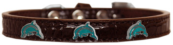 Dolphin Widget Croc Dog Collar - Chocolate