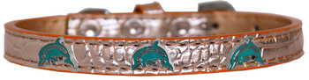 Dolphin Widget Croc Dog Collar - Copper