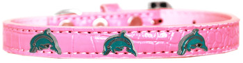 Dolphin Widget Croc Dog Collar - Light Pink