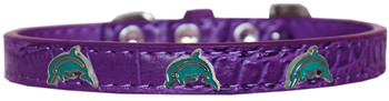 Dolphin Widget Croc Dog Collar - Purple
