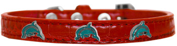 Dolphin Widget Croc Dog Collar - Red