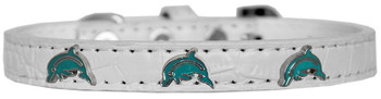 Dolphin Widget Croc Dog Collar - White