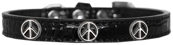 Peace Sign Widget Croc Dog Collar - Black