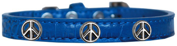 Peace Sign Widget Croc Dog Collar - Blue