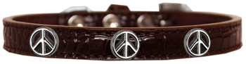 Peace Sign Widget Croc Dog Collar - Chocolate