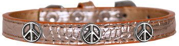 Peace Sign Widget Croc Dog Collar - Copper