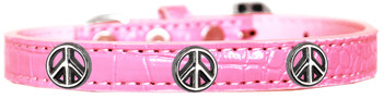 Peace Sign Widget Croc Dog Collar - Light Pink
