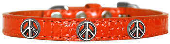 Peace Sign Widget Croc Dog Collar - Orange