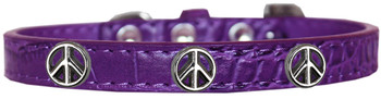 Peace Sign Widget Croc Dog Collar - Purple