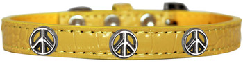 Peace Sign Widget Croc Dog Collar - Yellow