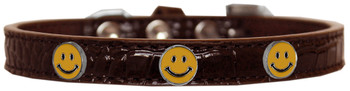 Happy Face Widget Croc Dog Collar - Chocolate