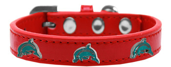 Dolphin Widget Dog Collar - Red