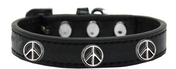 Peace Sign Widget Dog Collar - Black