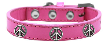 Peace Sign Widget Dog Collar - Bright Pink