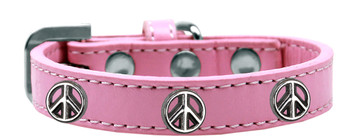 Peace Sign Widget Dog Collar - Light Pink