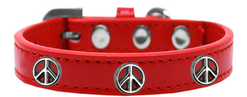 Peace Sign Widget Dog Collar - Red
