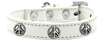 Peace Sign Widget Dog Collar - White