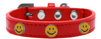 Happy Face Widget Dog Collar - Red