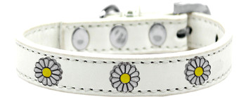 White Daisy Widget Dog Collar - White