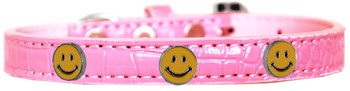 Happy Face Widget Croc Dog Collar - Light Pink