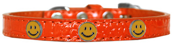 Happy Face Widget Croc Dog Collar - Orange
