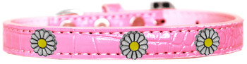 White Daisy Widget Croc Dog Collar - Light Pink