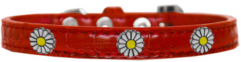 White Daisy Widget Croc Dog Collar - Red