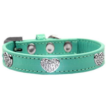 Image of one Crystal Heart Dog Collar - Aqua