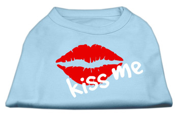 Image of Kiss Me Screen Print Dog Shirt - Baby Blue