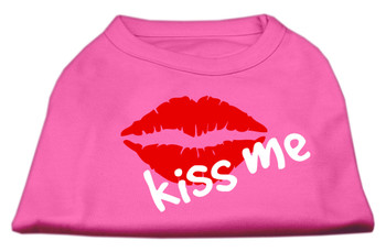 Image of Kiss Me Screen Print Dog Shirt - Bright Pink